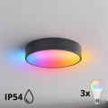 BRILAGI - LED RGBW Stmievateľné kúpeľňové stropné svietidlo CLARE 3xE27/12W/230V pr. 40 cm antracit IP54