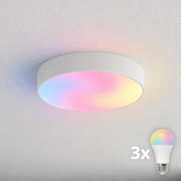 Brilagi - LED RGBW stmievateľné kúpeľňové stropné svietidlo CLARE 3xE27/9W/230V 2700-6500K pr. 40 cm IP54 Wi-Fi biela