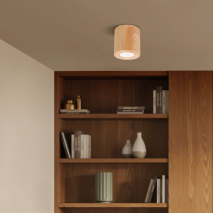Brilagi - LED RGBW stmievateľné kúpeľňové svietidlo MIA 1xGU10/4,8W/230V 3000K 84x80 mm dubový dekor IP44 + diaľkové ovládanie