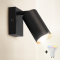 Brilagi - LED RGBW stmievateľné nástenné bodové svietidlo SELE s vypínačom 1xGU10/4,8W/230V 3000K, čierne/zlaté + diaľkové ovládanie