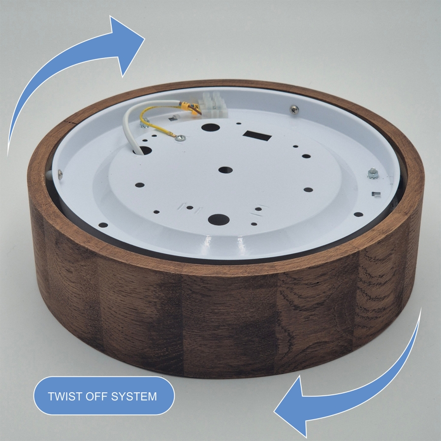 BRILAGI - LED RGBW Stmievateľné stropné svietidlo CARVALHO 1xE27/12W/230V 2700-6500K dub pr. 27,5 cm