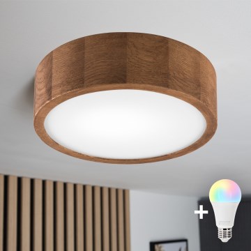 Brilagi - LED RGBW Stmievateľné stropné svietidlo CARVALHO 1xE27/9W/230V 2700-6500K Wi-Fi dub pr. 27,5 cm