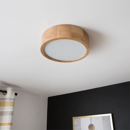 Brilagi - LED RGBW Stmievateľné stropné svietidlo CARVALHO 1xE27/9W/230V 2700-6500K Wi-Fi dub pr. 27,5 cm