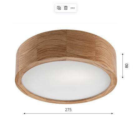 Brilagi - LED RGBW Stmievateľné stropné svietidlo CARVALHO 1xE27/9W/230V 2700-6500K Wi-Fi dub pr. 27,5 cm