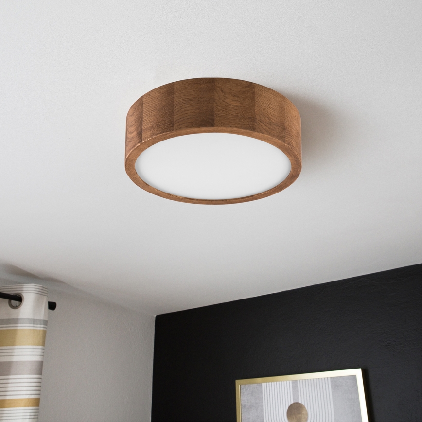 Brilagi - LED RGBW Stmievateľné stropné svietidlo CARVALHO 1xE27/9W/230V 2700-6500K Wi-Fi dub pr. 27,5 cm