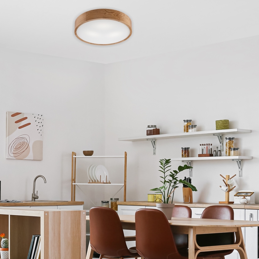 Brilagi - LED RGBW Stmievateľné stropné svietidlo CARVALHO 3xE27/15W/230V 2700-6500K Wi-Fi dub pr. 47,5 cm