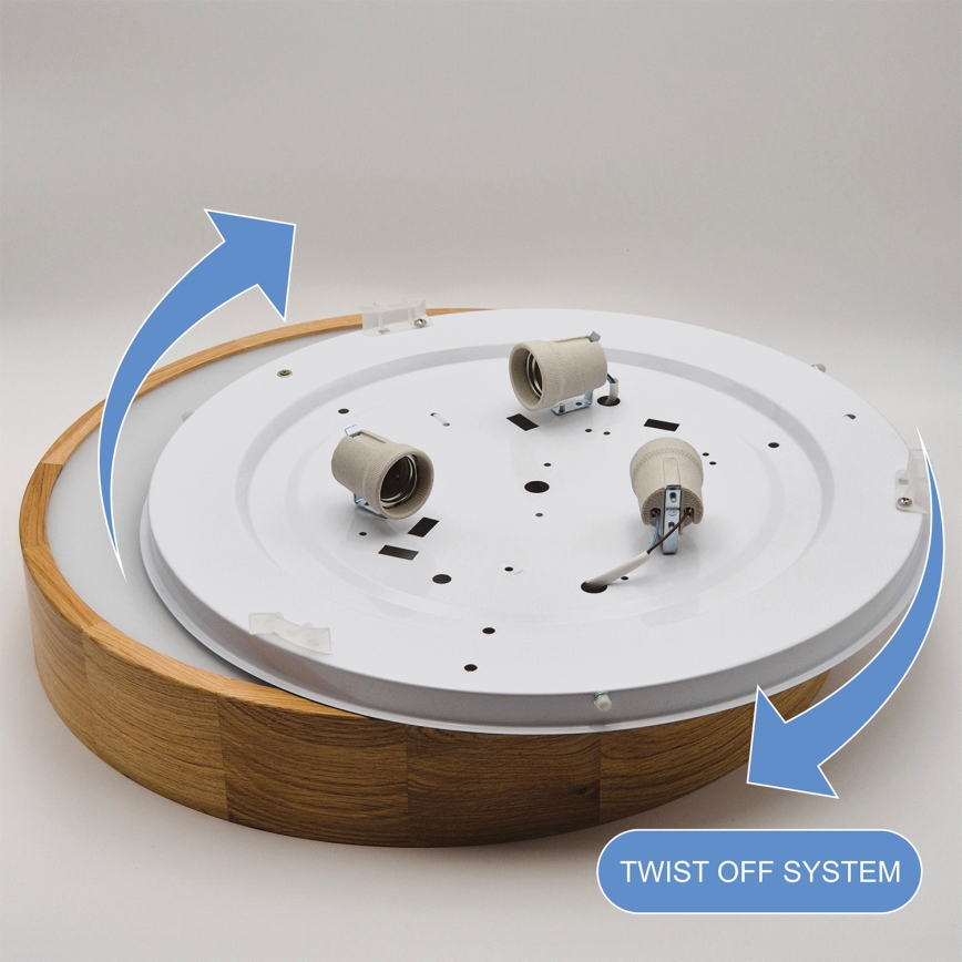 Brilagi - LED RGBW Stmievateľné stropné svietidlo CARVALHO 3xE27/15W/230V 2700-6500K Wi-Fi dub pr. 47,5 cm