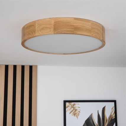 Brilagi - LED RGBW Stmievateľné stropné svietidlo CARVALHO 3xE27/9W/230V 2700-6500K Wi-Fi dub pr. 47,5 cm