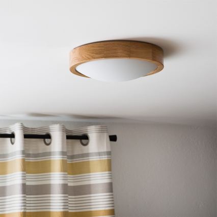Brilagi - LED RGBW stmievateľné stropné svietidlo CARVALHO SLIM 1×E27/15 W/230 V 2700–6500 K Wi‑Fi dub, priemer 27 cm