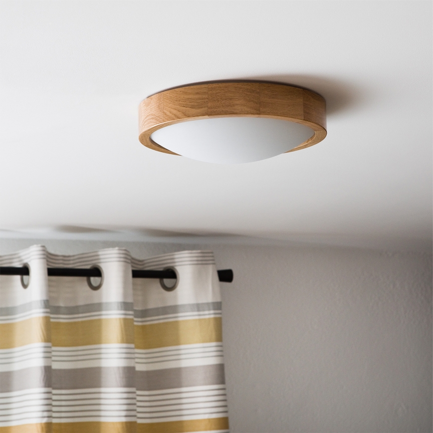 Brilagi - LED RGBW stmievateľné stropné svietidlo CARVALHO SLIM 1×E27/15 W/230 V 2700–6500 K Wi‑Fi dub, priemer 27 cm