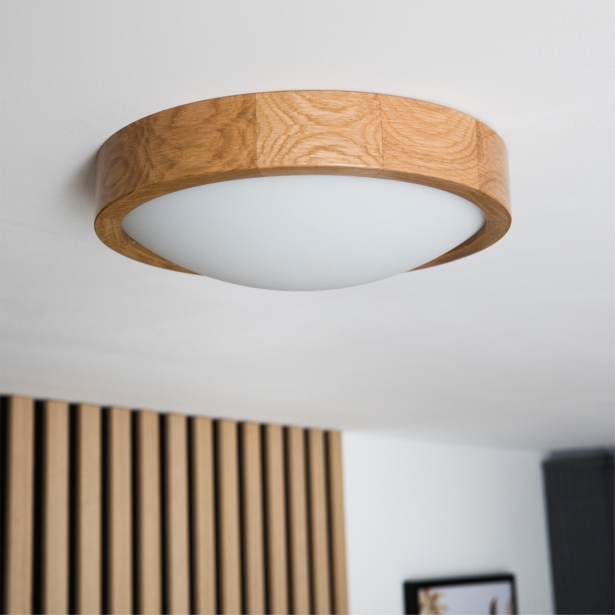 Brilagi - LED RGBW stmievateľné stropné svietidlo CARVALHO SLIM 1×E27/15 W/230 V 2700–6500 K Wi‑Fi dub, priemer 27 cm