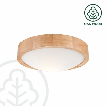 Brilagi - LED RGBW stmievateľné stropné svietidlo CARVALHO SLIM 1×E27/15 W/230 V 2700–6500 K Wi‑Fi dub, priemer 27 cm