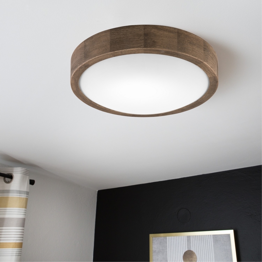 Brilagi - LED RGBW stmievateľné stropné svietidlo CARVALHO SLIM 1xE27/9W/230V 2700-6500K Wi-Fi dub pr. 27 cm