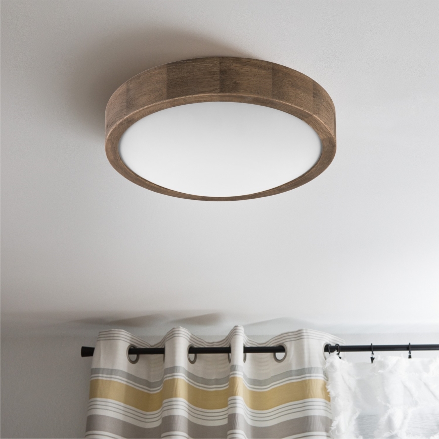 Brilagi - LED RGBW stmievateľné stropné svietidlo CARVALHO SLIM 1xE27/9W/230V 2700-6500K Wi-Fi dub pr. 27 cm
