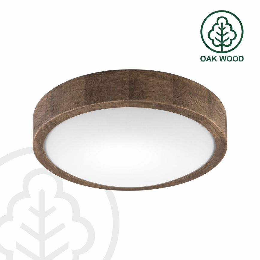 Brilagi - LED RGBW stmievateľné stropné svietidlo CARVALHO SLIM 1xE27/9W/230V 2700-6500K Wi-Fi dub pr. 27 cm