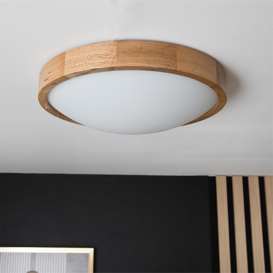 Brilagi - LED RGBW stmievateľné stropné svietidlo CARVALHO SLIM 2xE27/9W/230V 2700-6500K Wi-Fi dub priemer 37 cm