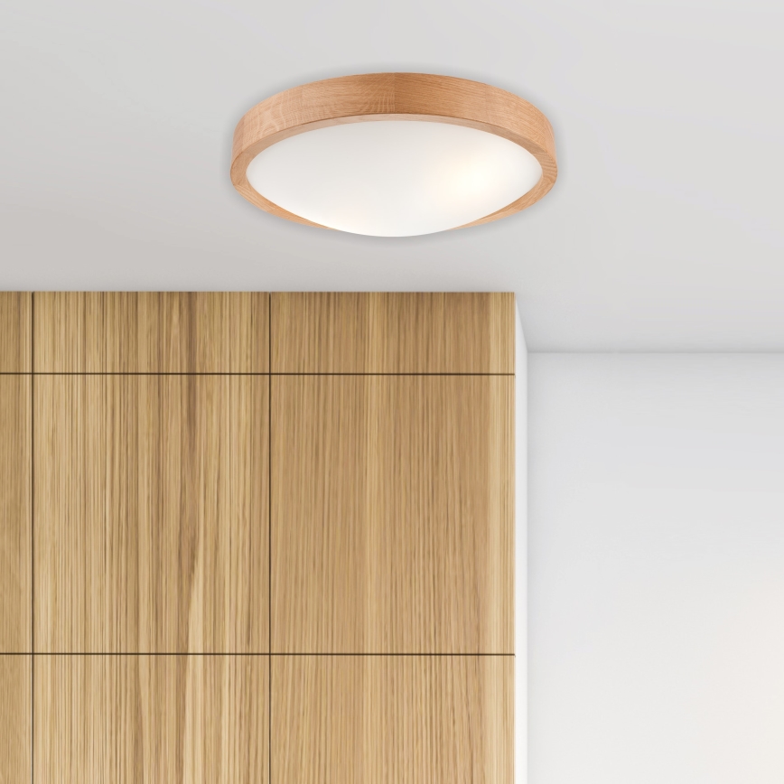 Brilagi - LED RGBW stmievateľné stropné svietidlo CARVALHO SLIM 2xE27/9W/230V 2700-6500K Wi-Fi dub priemer 37 cm