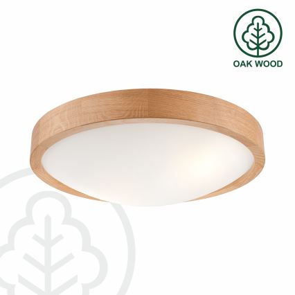 Brilagi - LED RGBW stmievateľné stropné svietidlo CARVALHO SLIM 2xE27/9W/230V 2700-6500K Wi-Fi dub priemer 37 cm