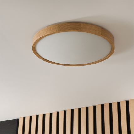 Brilagi - LED RGBW stmievateľné stropné svietidlo CARVALHO SLIM 3xE27/9W/230V 2700-6500K Wi-Fi dub priemer 47 cm