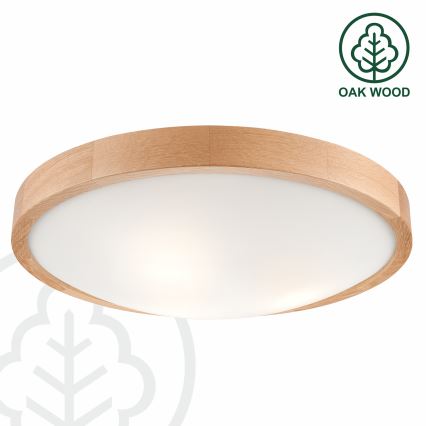Brilagi - LED RGBW stmievateľné stropné svietidlo CARVALHO SLIM 3xE27/9W/230V 2700-6500K Wi-Fi dub priemer 47 cm