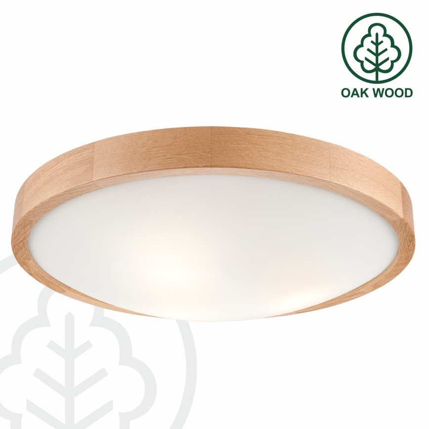 Brilagi - LED RGBW stmievateľné stropné svietidlo CARVALHO SLIM 3xE27/9W/230V 2700-6500K Wi-Fi dub priemer 47 cm