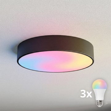 BRILAGI - LED RGBW Stmievateľné stropné svietidlo CLARE 3xE27/12W/230V 2700-6500K priemer 40 cm čierna
