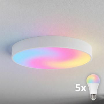 BRILAGI - LED RGBW stmievateľné stropné svietidlo CLARE 5xE27/12W/230V 2700-6500K priemer 60 cm biela