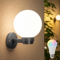 BRILAGI - LED RGBW stmievateľné vonkajšie nástenné svietidlo HARBOR 1xE27/12W/230V 2700-6500K IP33 antracit/biela