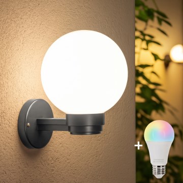 BRILAGI - LED RGBW stmievateľné vonkajšie nástenné svietidlo HARBOR 1xE27/12W/230V 2700-6500K IP33 antracit/biela