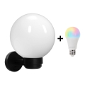 Brilagi - LED RGBW Stmievateľné vonkajšie nástenné svietidlo HARBOR 1xE27/9W/230V 2700-6500K IP33 čierna/biela