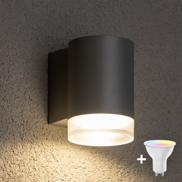 Brilagi - LED RGBW stmievateľné vonkajšie nástenné svietidlo MATERA 1xGU10/6W/230V 3000K IP54 sivá + diaľkové ovládanie