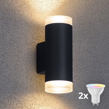 Brilagi - LED RGBW stmievateľné vonkajšie nástenné svietidlo MATERA 2xGU10/4,8W/230V 3000K IP54 antracit + diaľkové ovládanie