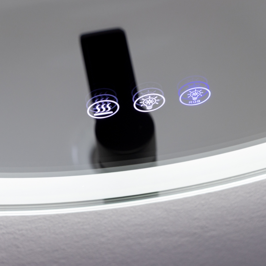 Brilagi - LED RGBW Kúpeľňové vyhrievané zrkadlo AVA PRO LED/18W/230V pr. 60 cm IP44 CRI 90 stmievateľné + CCT