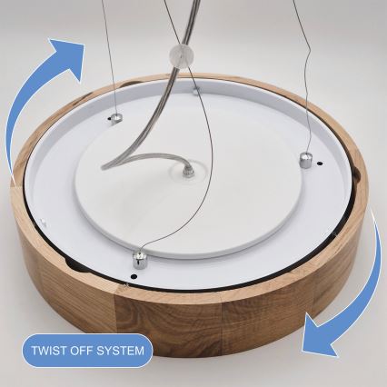 Brilagi - LED RGBW stmievateľný luster na lane CARVALHO 3×E27/15W/230V 2700–6500K Wi‑Fi dub, priemer 47,5 cm