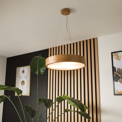 Brilagi - LED RGBW stmievateľný luster na lane CARVALHO 3×E27/9W/230V 2700–6500K Wi‑Fi dub, priemer 47,5 cm