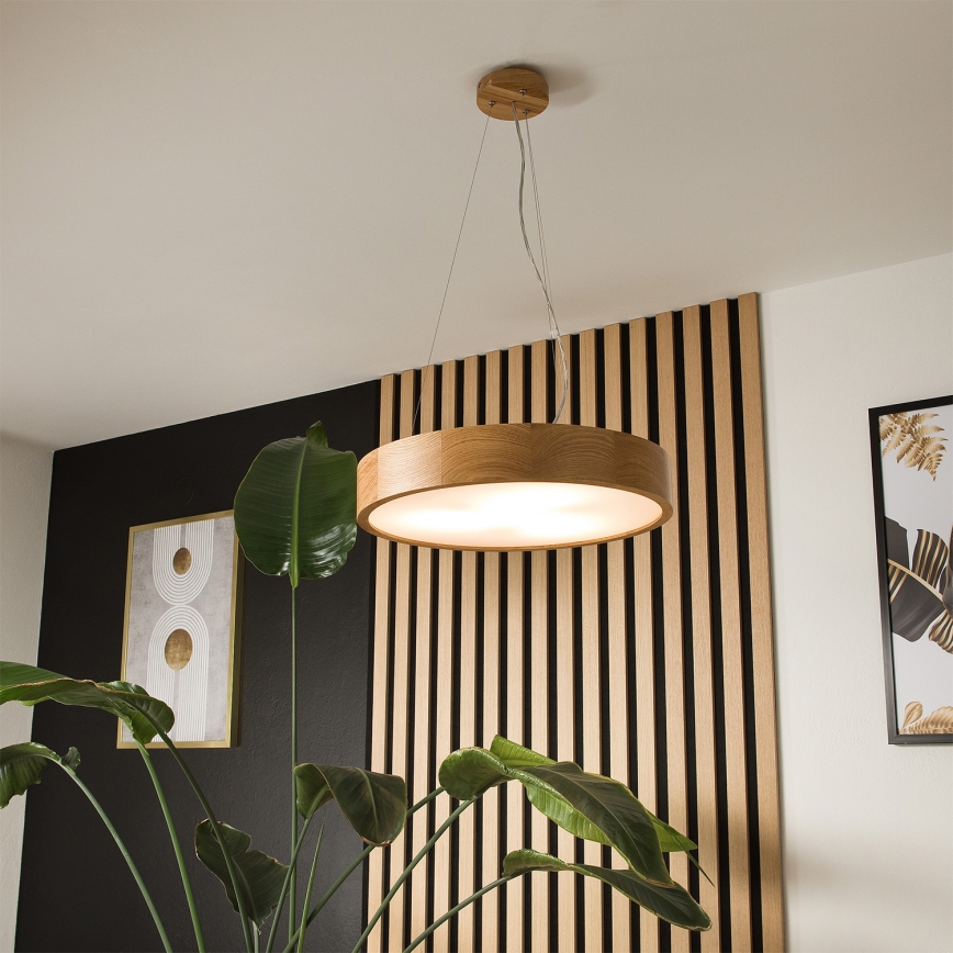 Brilagi - LED RGBW stmievateľný luster na lane CARVALHO 3×E27/9W/230V 2700–6500K Wi‑Fi dub, priemer 47,5 cm