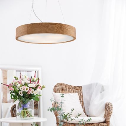 Brilagi - LED RGBW stmievateľný luster na lane CARVALHO 3×E27/9W/230V 2700–6500K Wi‑Fi dub, priemer 47,5 cm
