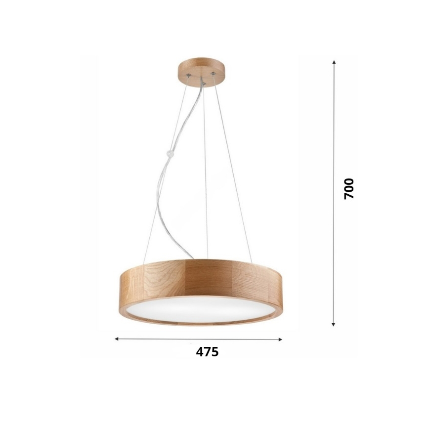 Brilagi - LED RGBW stmievateľný luster na lane CARVALHO 3×E27/9W/230V 2700–6500K Wi‑Fi dub, priemer 47,5 cm