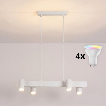 BRILAGI - LED RGBW stmievateľný luster na lane SELE 4xGU10/6,5W/230V 2700-6500K biela