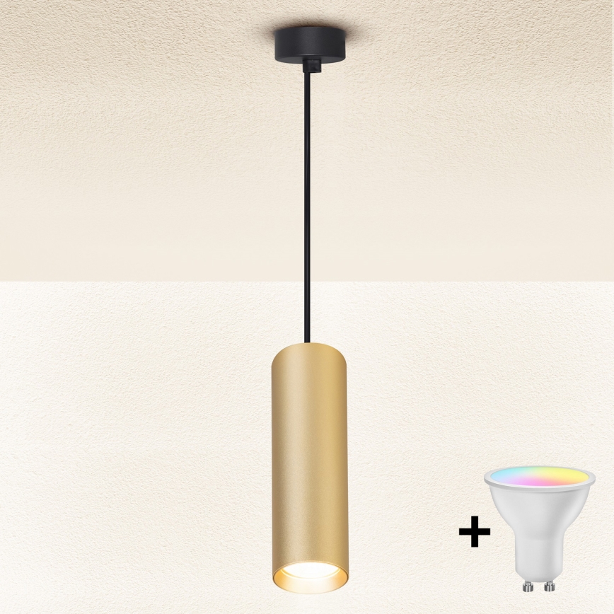 Brilagi - LED RGBW Stmievateľný luster na lanku SELE 1xGU10/6,5W/230V 2700-6500K čierna/zlatá