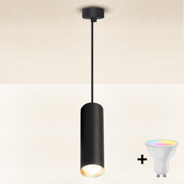 Brilagi - LED RGBW stmievateľný luster na lanku SELE 1xGU10/6W/230V 3000K čierna/zlatá + diaľkové ovládanie