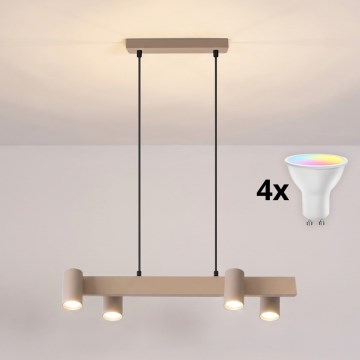 BRILAGI - LED RGBW stmievateľný luster na lanku SELE 4xGU10/6,5W/230V 2700-6500K béžová