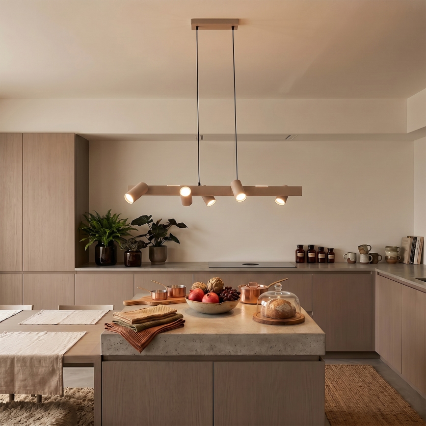 BRILAGI - LED RGBW Stmievateľný luster na lane SELE 6xGU10/6,5W/230V 2700-6500K béžový + diaľkové ovládanie