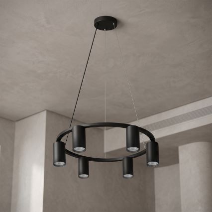 BRILAGI - LED RGBW stmievateľný luster na lanku SELE 6xGU10/6,5W/230V 2700-6500K čierna + diaľkové ovládanie