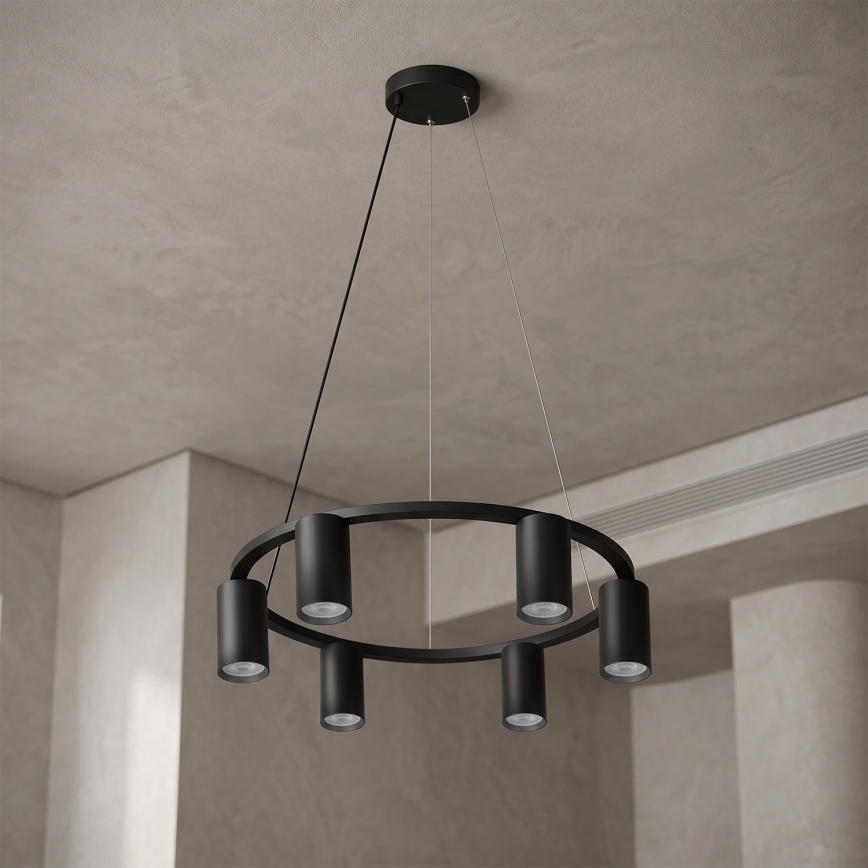 BRILAGI - LED RGBW stmievateľný luster na lanku SELE 6xGU10/6,5W/230V 2700-6500K čierna + diaľkové ovládanie