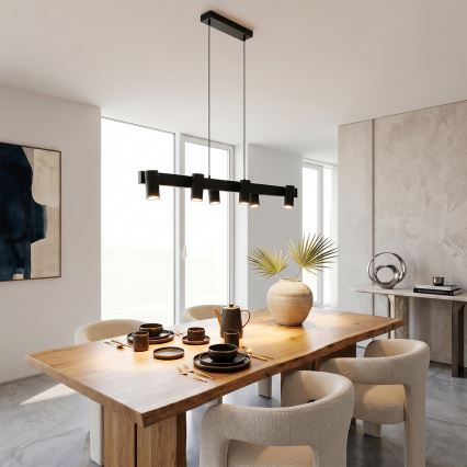 BRILAGI - LED RGBW stmievateľný luster na lanku SELE 6xGU10/6,5W/230V 2700-6500K čierna + diaľkové ovládanie