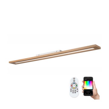 Brilagi - LED RGBW Stmievateľný panel WOODY FRAME LED/34W/230V 11,5x123 cm 2700-6500K dub + diaľkové ovládanie
