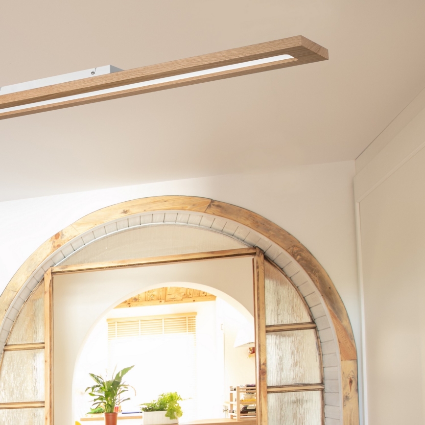 Brilagi - LED RGBW Stmievateľný panel WOODY FRAME LED/34W/230V 11,5x123 cm 2700-6500K dub + diaľkové ovládanie