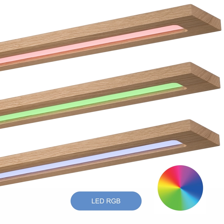 Brilagi - LED RGBW Stmievateľný panel WOODY FRAME LED/34W/230V 11,5x123 cm 2700-6500K dub + diaľkové ovládanie