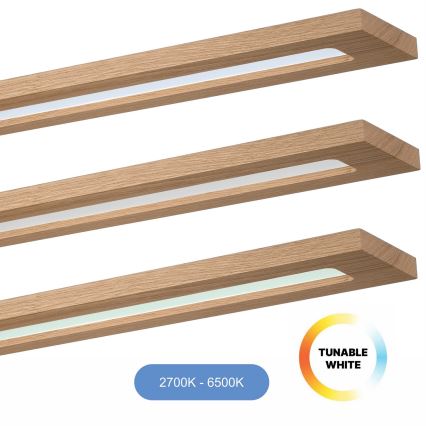 Brilagi - LED RGBW Stmievateľný panel WOODY FRAME LED/34W/230V 11,5x123 cm 2700-6500K dub + diaľkové ovládanie
